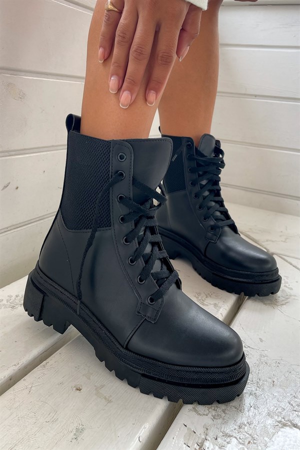 Amelie Black Leather Boots