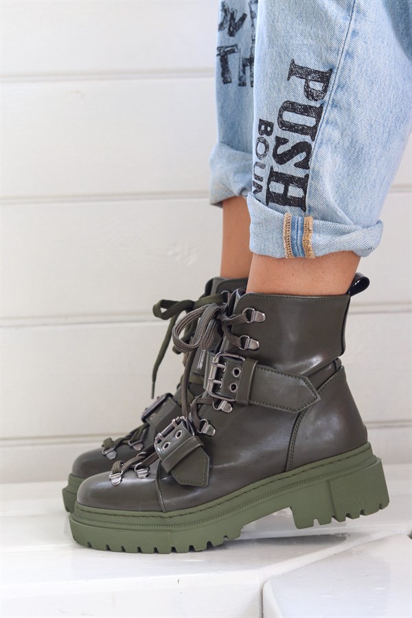 Rock and Roll Green Leather Boots