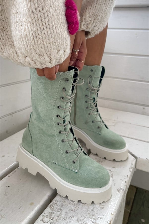 Always Aqua Green Colored Suede Boots