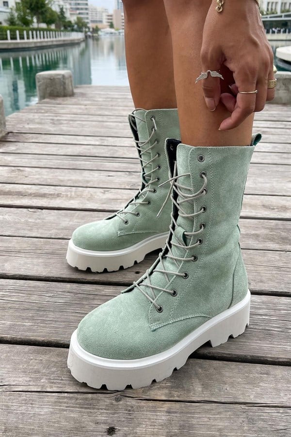 Always Aqua Green Colored Suede Boots