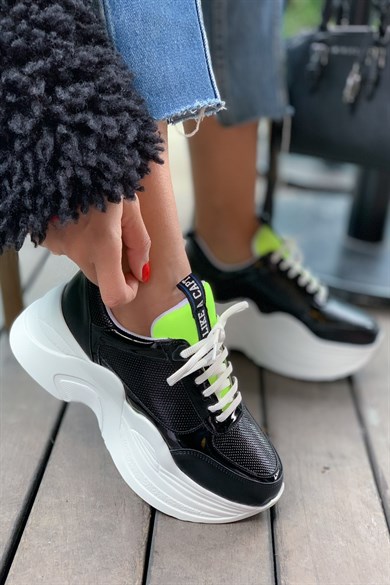 Carmen Siyah Neon Yeşil Sneakers