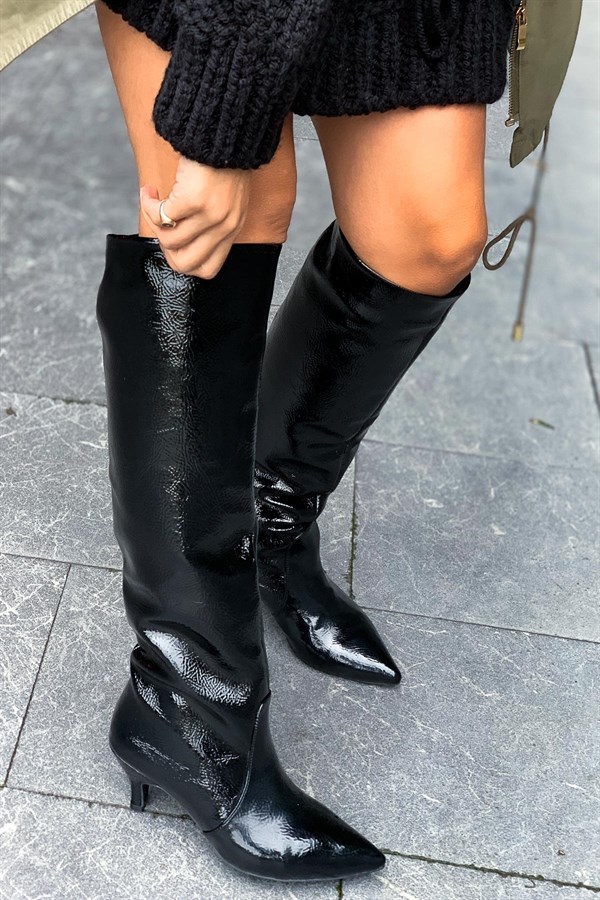 Supremm Black Patent Leather Boots