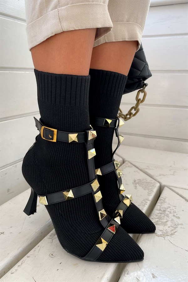 Virginia Black Knitwear Boots